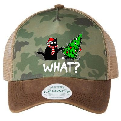 Funny Naughty Black Cat Pushing Christmas Tree Over Cat What Legacy Tie Dye Trucker Hat