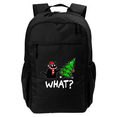 Funny Naughty Black Cat Pushing Christmas Tree Over Cat What Backpack