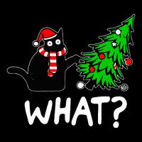 Funny Naughty Black Cat Pushing Christmas Tree Over Cat What Sustainable Bucket Hat