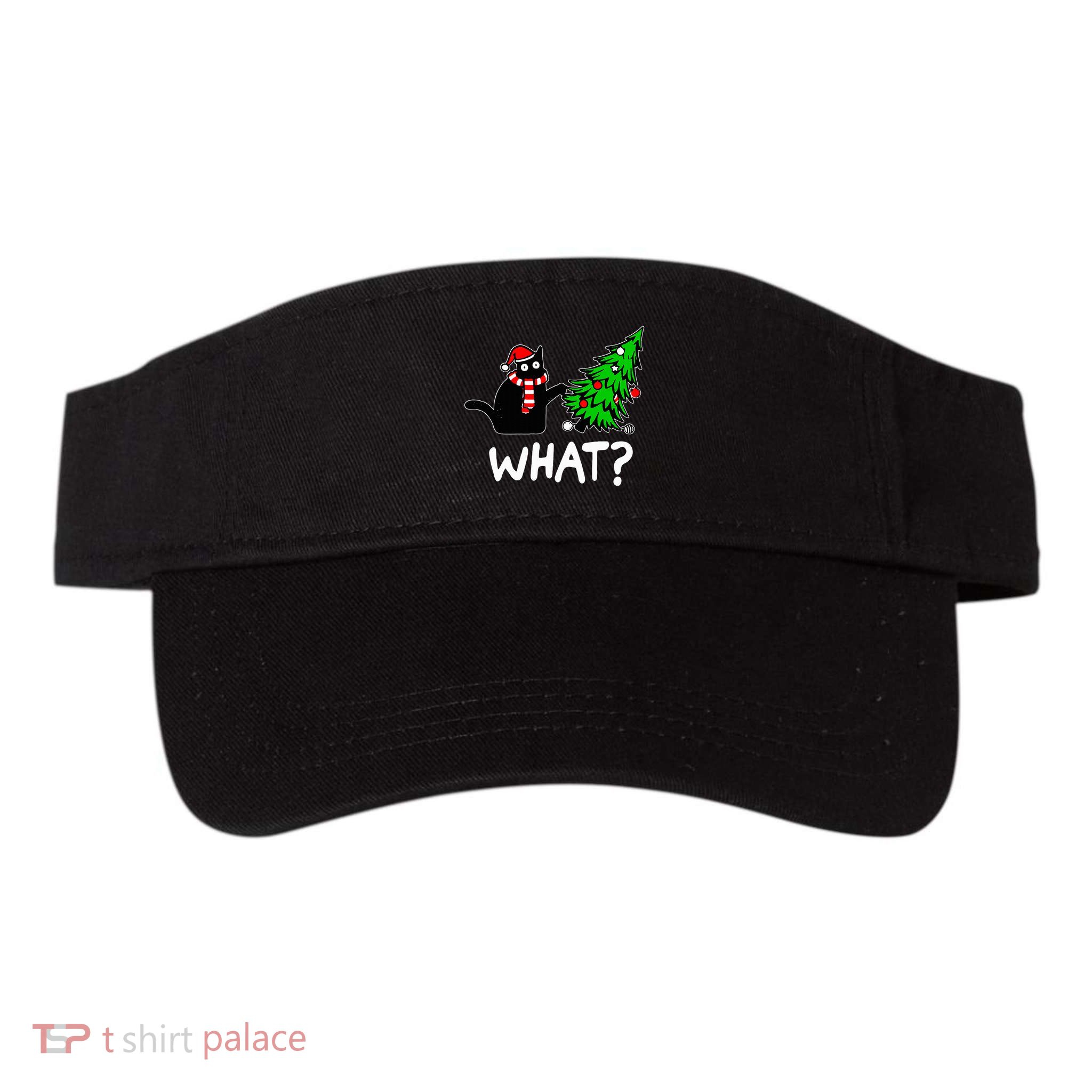 Funny Naughty Black Cat Pushing Christmas Tree Over Cat What Visor