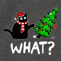 Funny Naughty Black Cat Pushing Christmas Tree Over Cat What Vector Backpack