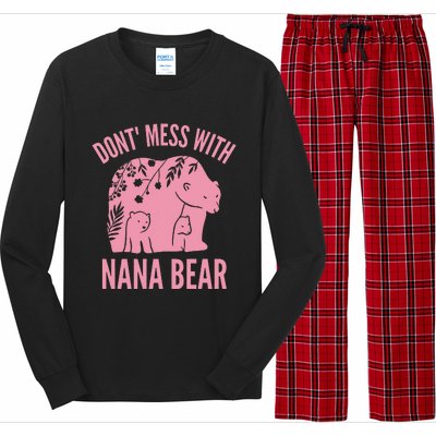 Funny Nana Bear Don't Mess With Nana Bear Grandma Humor Long Sleeve Pajama Set