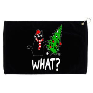 Funny Naughty Black Cat Pushing Christmas Tree Over Cat What Grommeted Golf Towel