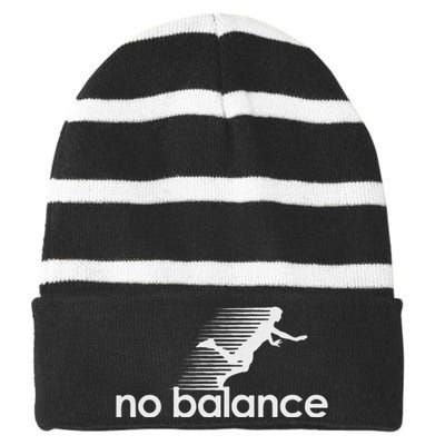 Funny No Balance New Balance Funny Striped Beanie with Solid Band