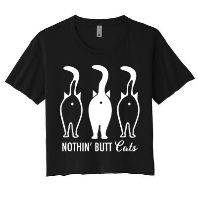 Funny Nothin' Butt Cats Butthole Cat Lover TShirt Crop Top