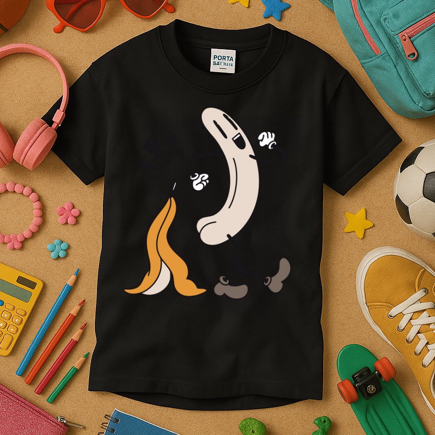 Funny Naked Banana Retro Cartoon 1 Kids T-Shirt