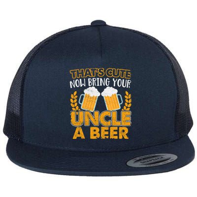 Funny Now Bring Your Uncle A Beer Design Flat Bill Trucker Hat