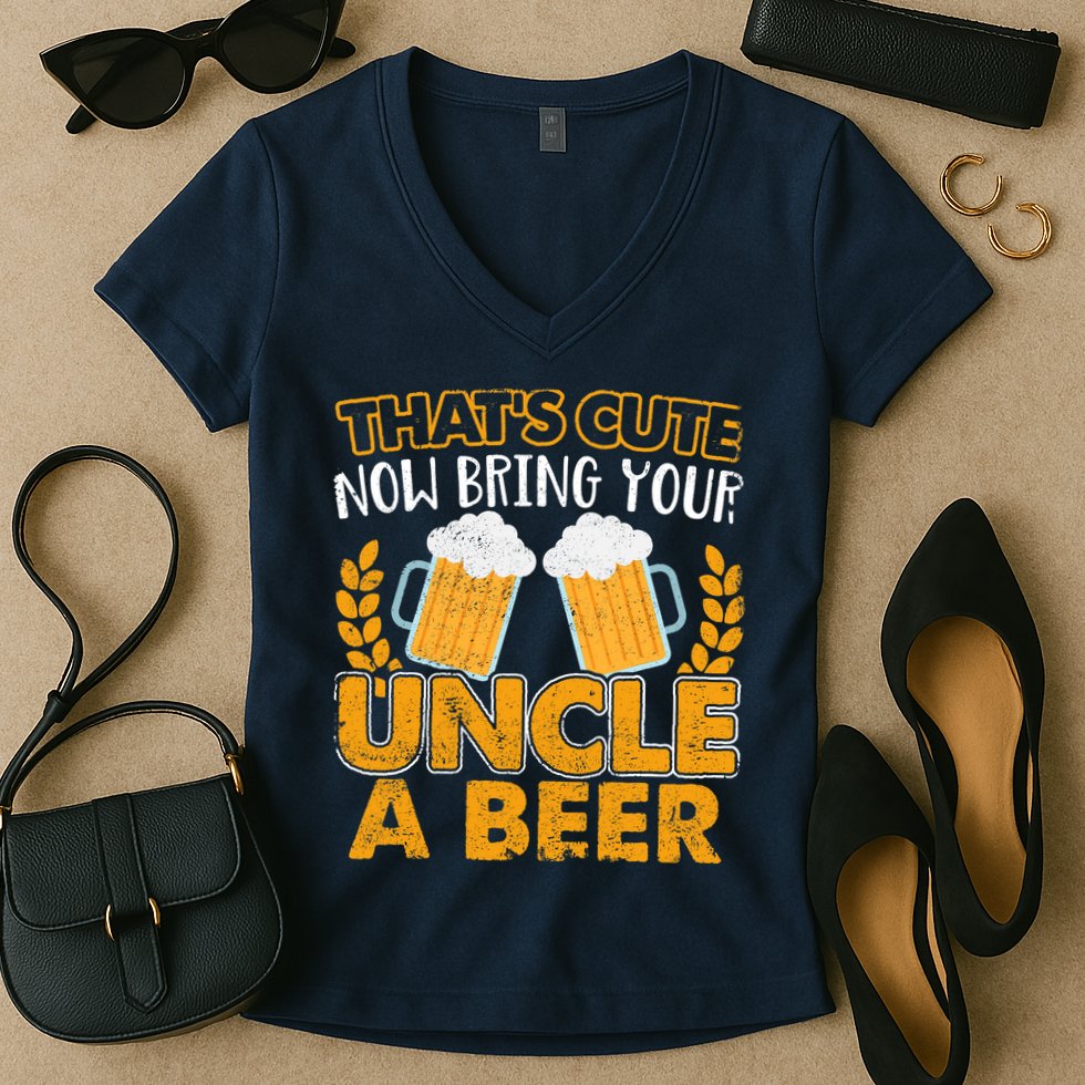 Funny Now Bring Your Uncle A Beer Design Women's V-Neck T-Shirt