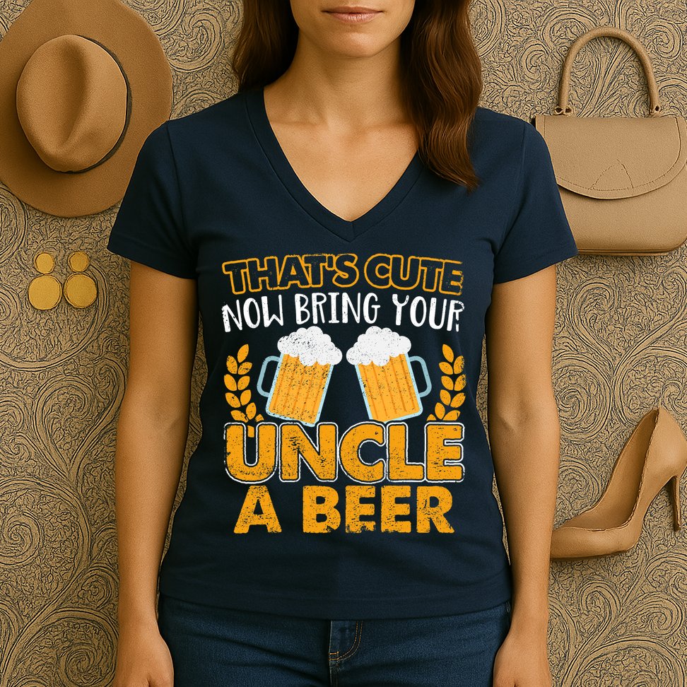 Funny Now Bring Your Uncle A Beer Design Women's V-Neck T-Shirt