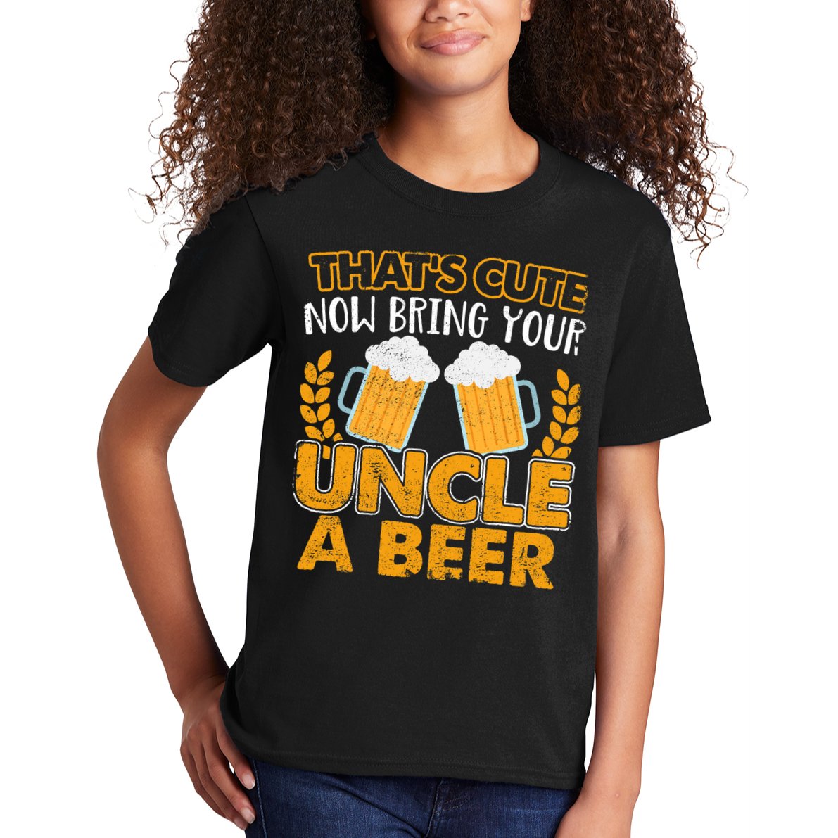 Funny Now Bring Your Uncle A Beer Design Kids T-Shirt
