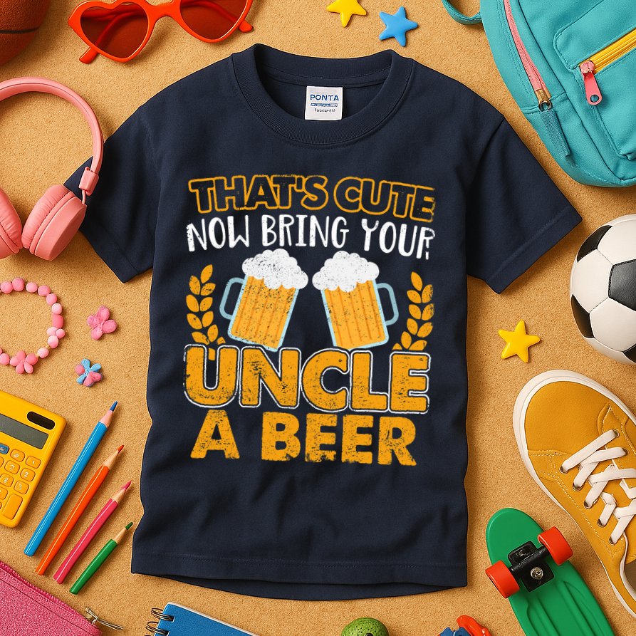 Funny Now Bring Your Uncle A Beer Design Kids T-Shirt