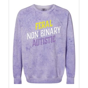 Feral Non Binary Autistic Meme Enby Pride Colorblast Crewneck Sweatshirt