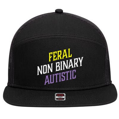 Feral Non Binary Autistic Meme Enby Pride 7 Panel Mesh Trucker Snapback Hat