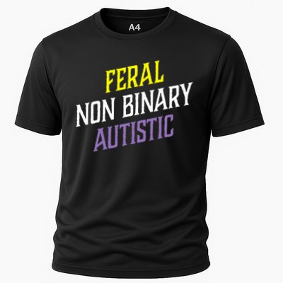 Feral Non Binary Autistic Meme Enby Pride Cooling Performance Crew T-Shirt