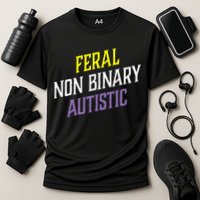 Feral Non Binary Autistic Meme Enby Pride Cooling Performance Crew T-Shirt