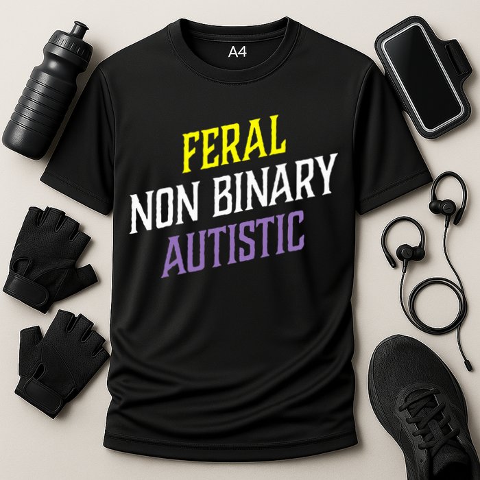 Feral Non Binary Autistic Meme Enby Pride Cooling Performance Crew T-Shirt
