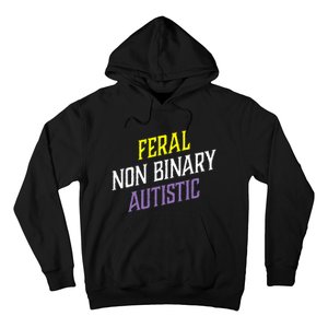 Feral Non Binary Autistic Meme Enby Pride Hoodie