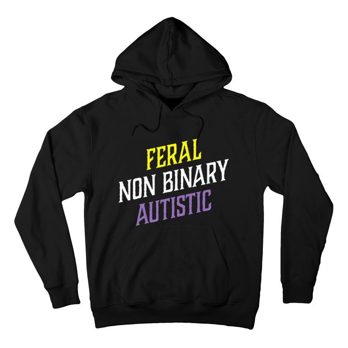 Feral Non Binary Autistic Meme Enby Pride Hoodie