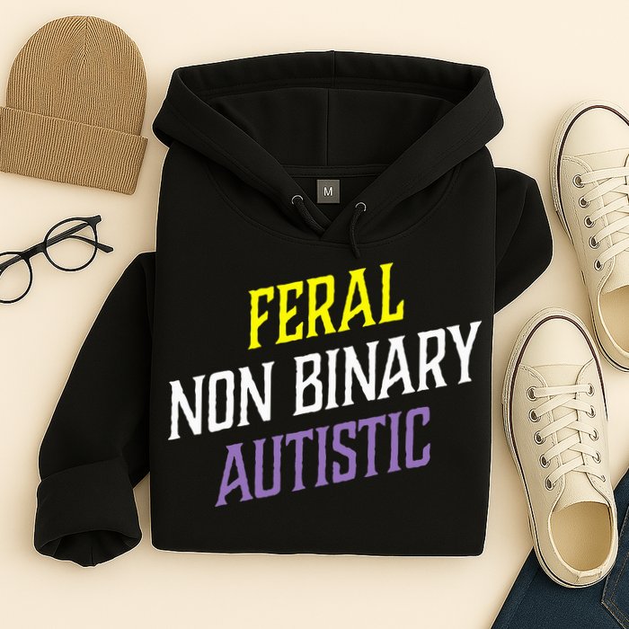 Feral Non Binary Autistic Meme Enby Pride Hoodie
