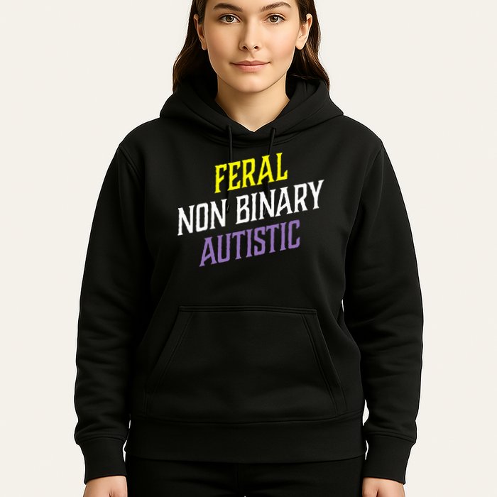 Feral Non Binary Autistic Meme Enby Pride Hoodie