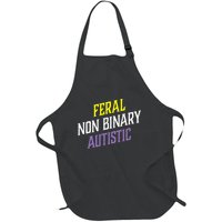 Feral Non Binary Autistic Meme Enby Pride Full-Length Apron With Pockets