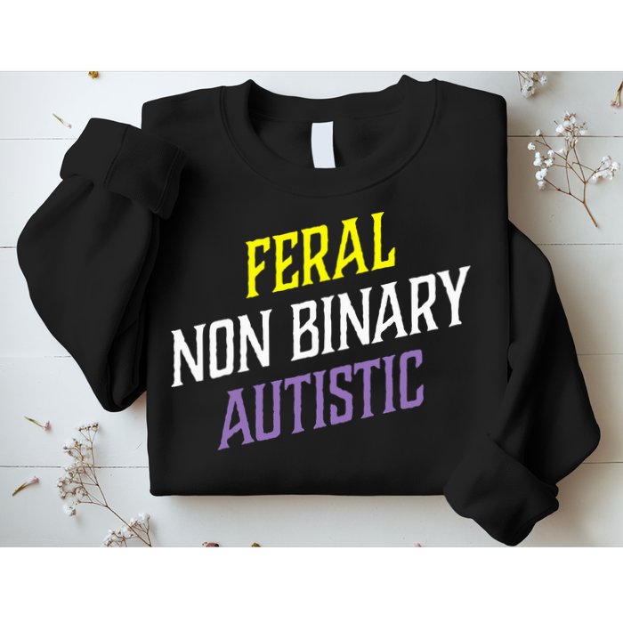 Feral Non Binary Autistic Meme Enby Pride Sweatshirt