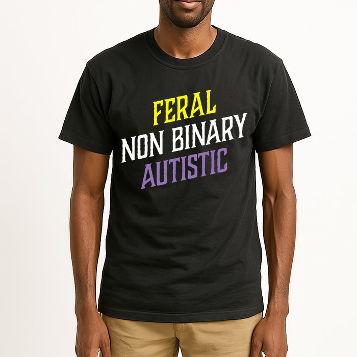 Feral Non Binary Autistic Meme Enby Pride Tall T-Shirt