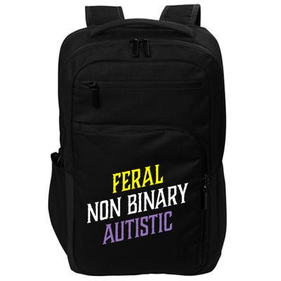 Feral Non Binary Autistic Meme Enby Pride Impact Tech Backpack
