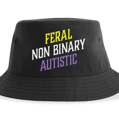 Feral Non Binary Autistic Meme Enby Pride Sustainable Bucket Hat