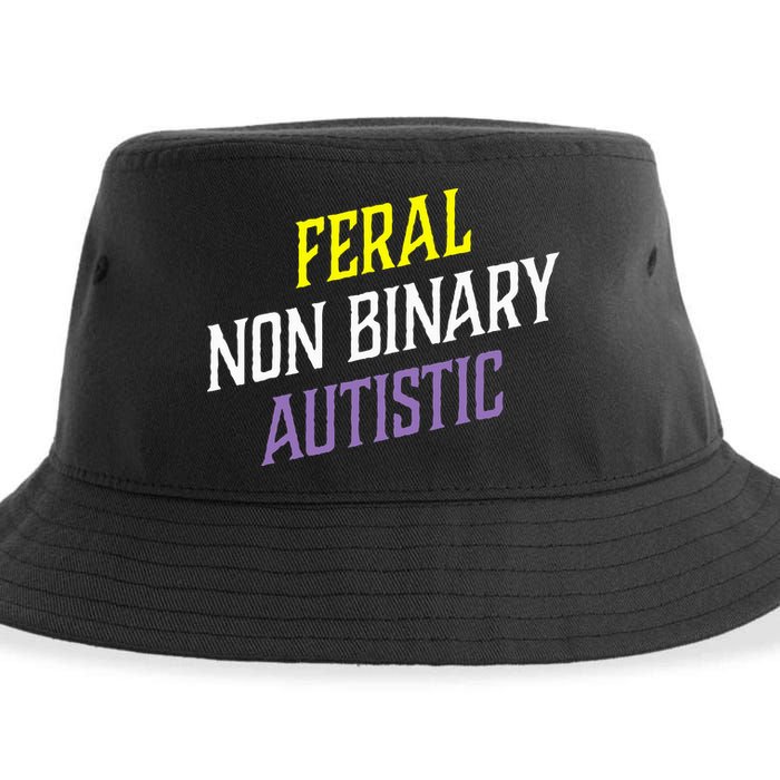 Feral Non Binary Autistic Meme Enby Pride Sustainable Bucket Hat