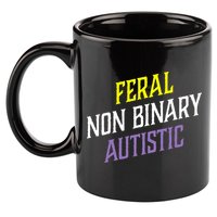 Feral Non Binary Autistic Meme Enby Pride 11oz C Handle Ceramic Mug
