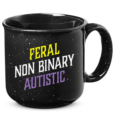 Feral Non Binary Autistic Meme Enby Pride 15oz Campfire Ceramic Mug