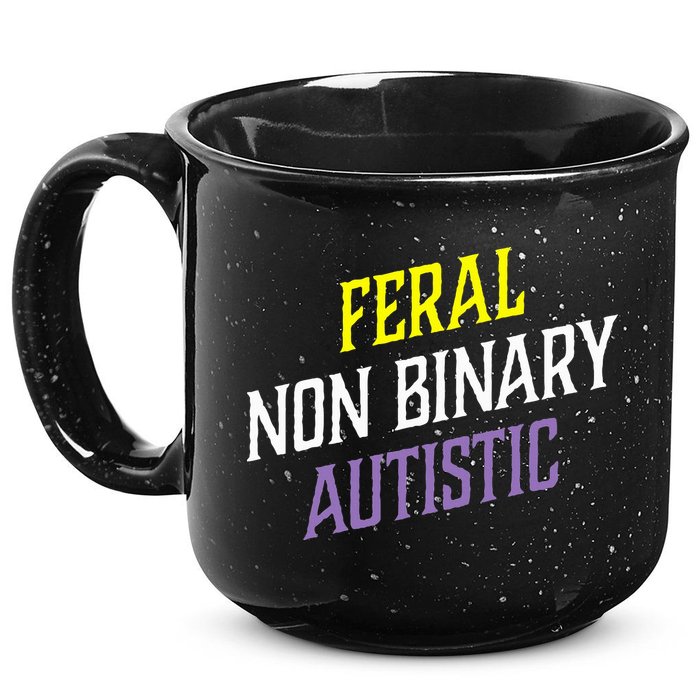 Feral Non Binary Autistic Meme Enby Pride 15oz Campfire Ceramic Mug