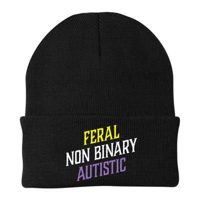 Feral Non Binary Autistic Meme Enby Pride Knit Cap Winter Beanie