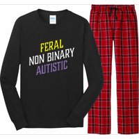 Feral Non Binary Autistic Meme Enby Pride Long Sleeve Pajama Set