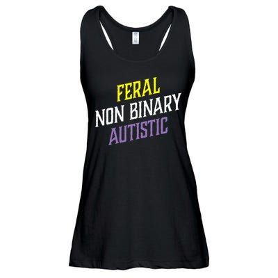 Feral Non Binary Autistic Meme Enby Pride Ladies Essential Flowy Tank