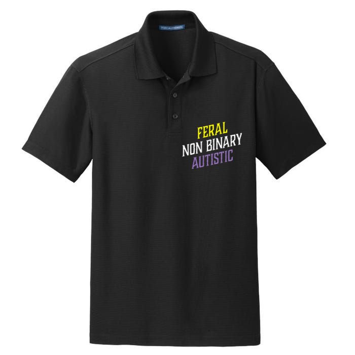 Feral Non Binary Autistic Meme Enby Pride Dry Zone Grid Polo