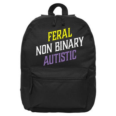 Feral Non Binary Autistic Meme Enby Pride 16 in Basic Backpack