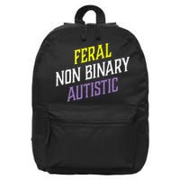 Feral Non Binary Autistic Meme Enby Pride 16 in Basic Backpack