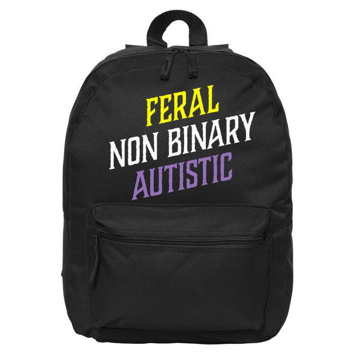 Feral Non Binary Autistic Meme Enby Pride 16 in Basic Backpack