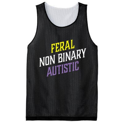 Feral Non Binary Autistic Meme Enby Pride Mesh Reversible Basketball Jersey Tank