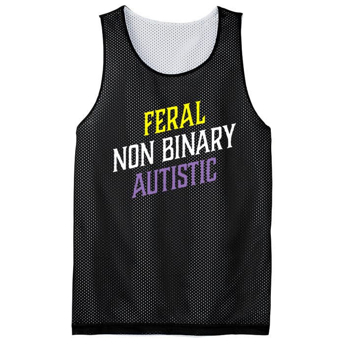 Feral Non Binary Autistic Meme Enby Pride Mesh Reversible Basketball Jersey Tank