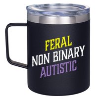 Feral Non Binary Autistic Meme Enby Pride 12oz Stainless Steel Coffee Mug
