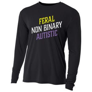 Feral Non Binary Autistic Meme Enby Pride Cooling Performance Long Sleeve Crew