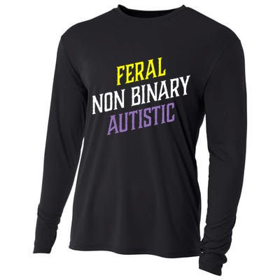 Feral Non Binary Autistic Meme Enby Pride Cooling Performance Long Sleeve Crew