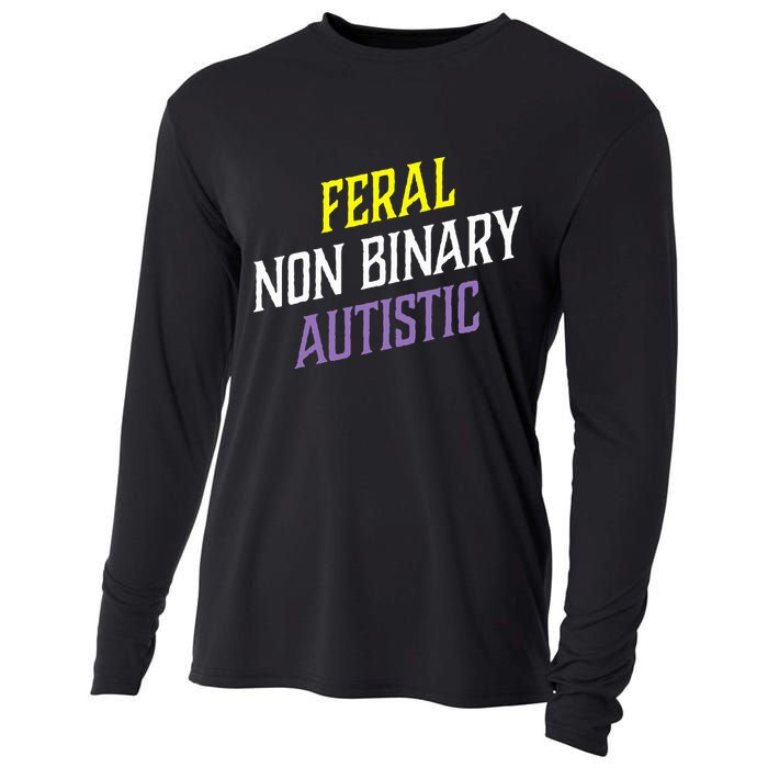 Feral Non Binary Autistic Meme Enby Pride Cooling Performance Long Sleeve Crew