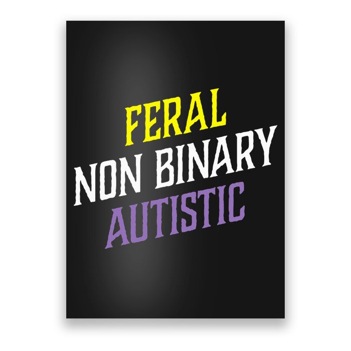 Feral Non Binary Autistic Meme Enby Pride Poster