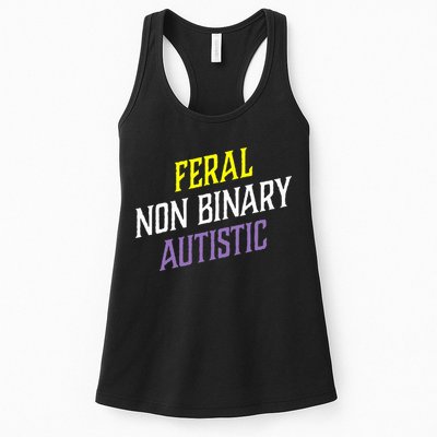 Feral Non Binary Autistic Meme Enby Pride Womens Tank Top