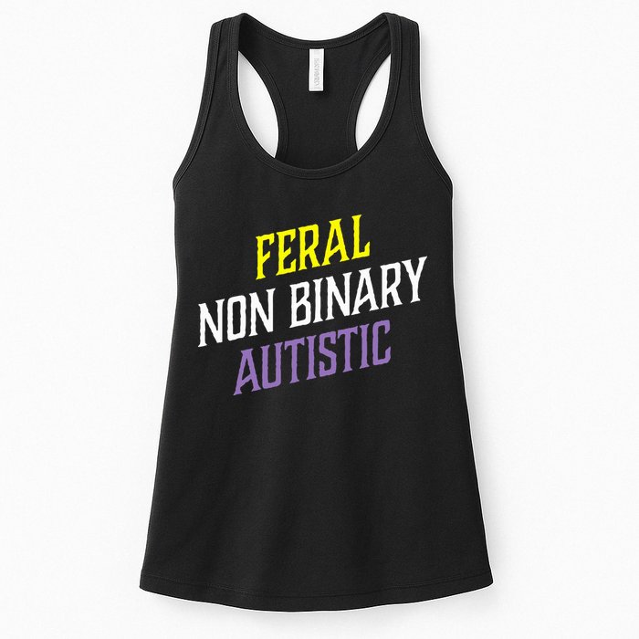 Feral Non Binary Autistic Meme Enby Pride Womens Tank Top