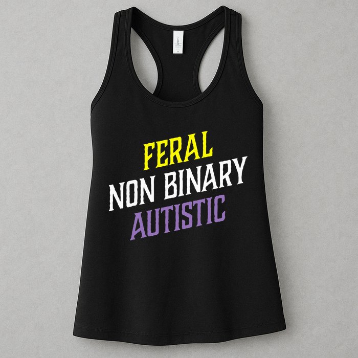 Feral Non Binary Autistic Meme Enby Pride Womens Tank Top